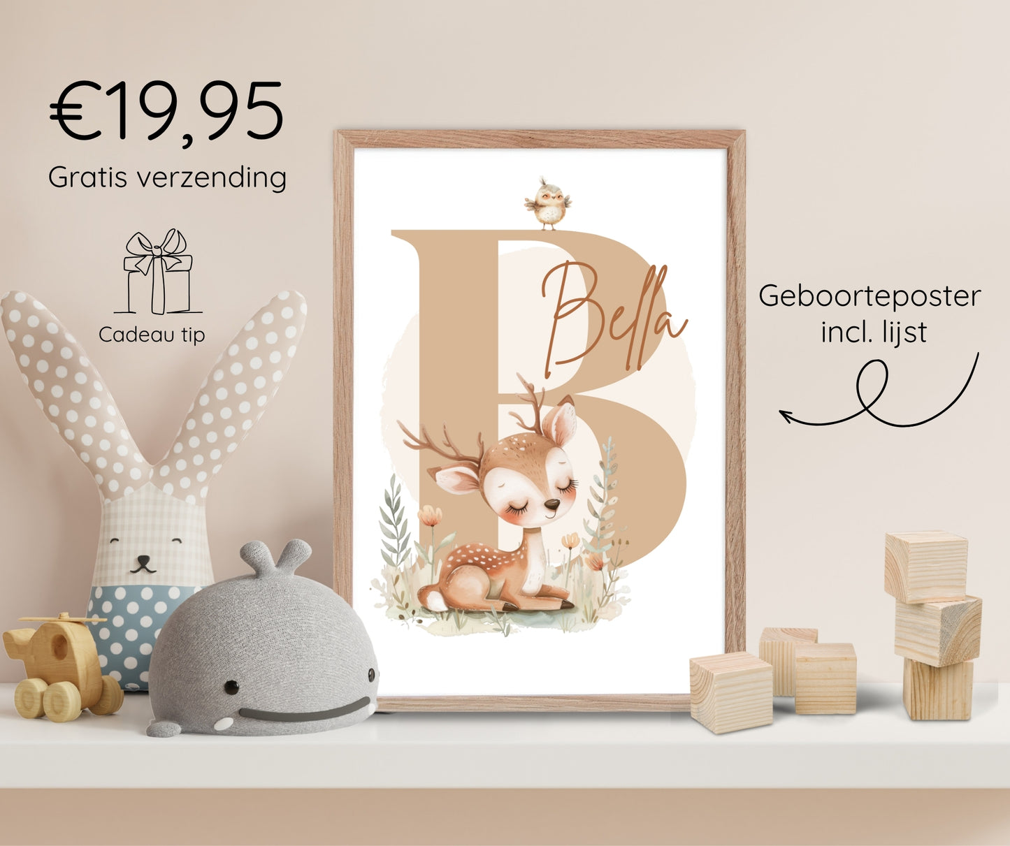Geboorteposter in lijst