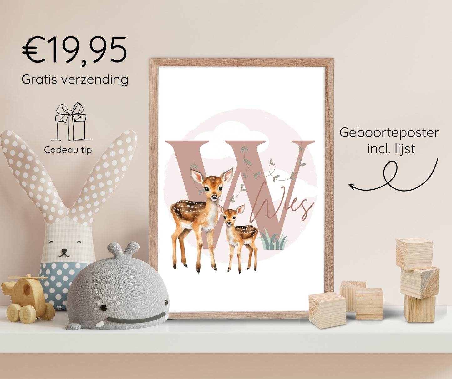 Geboorteposter in lijst