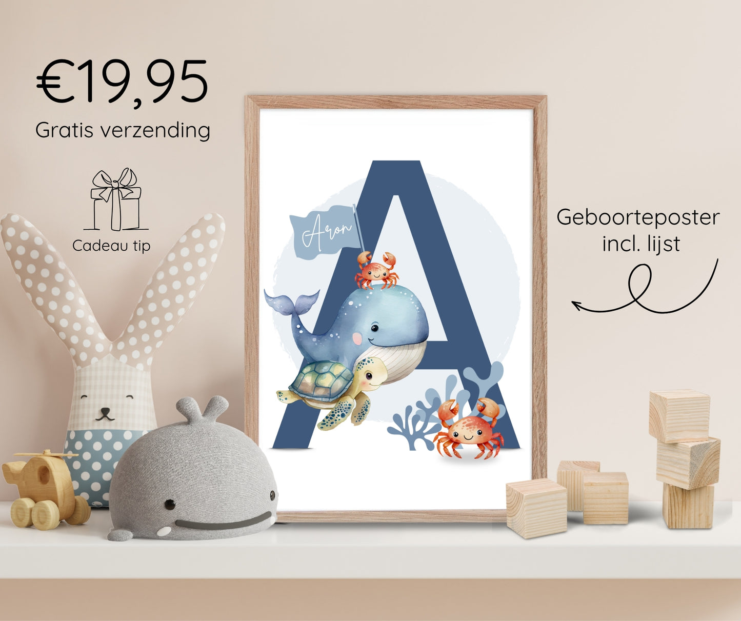 Geboorteposter in lijst