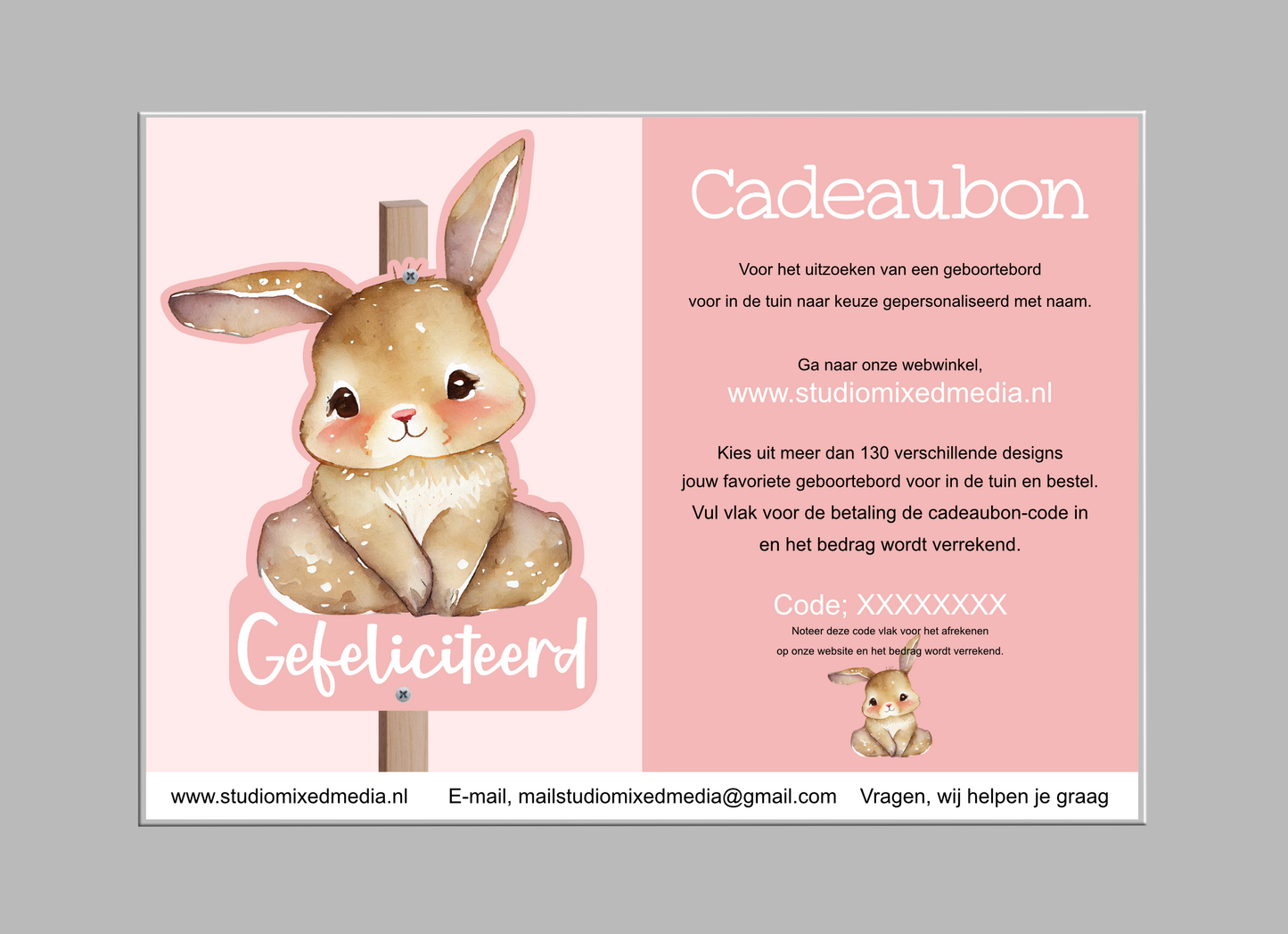 Cadeaubon voor een geboortebord