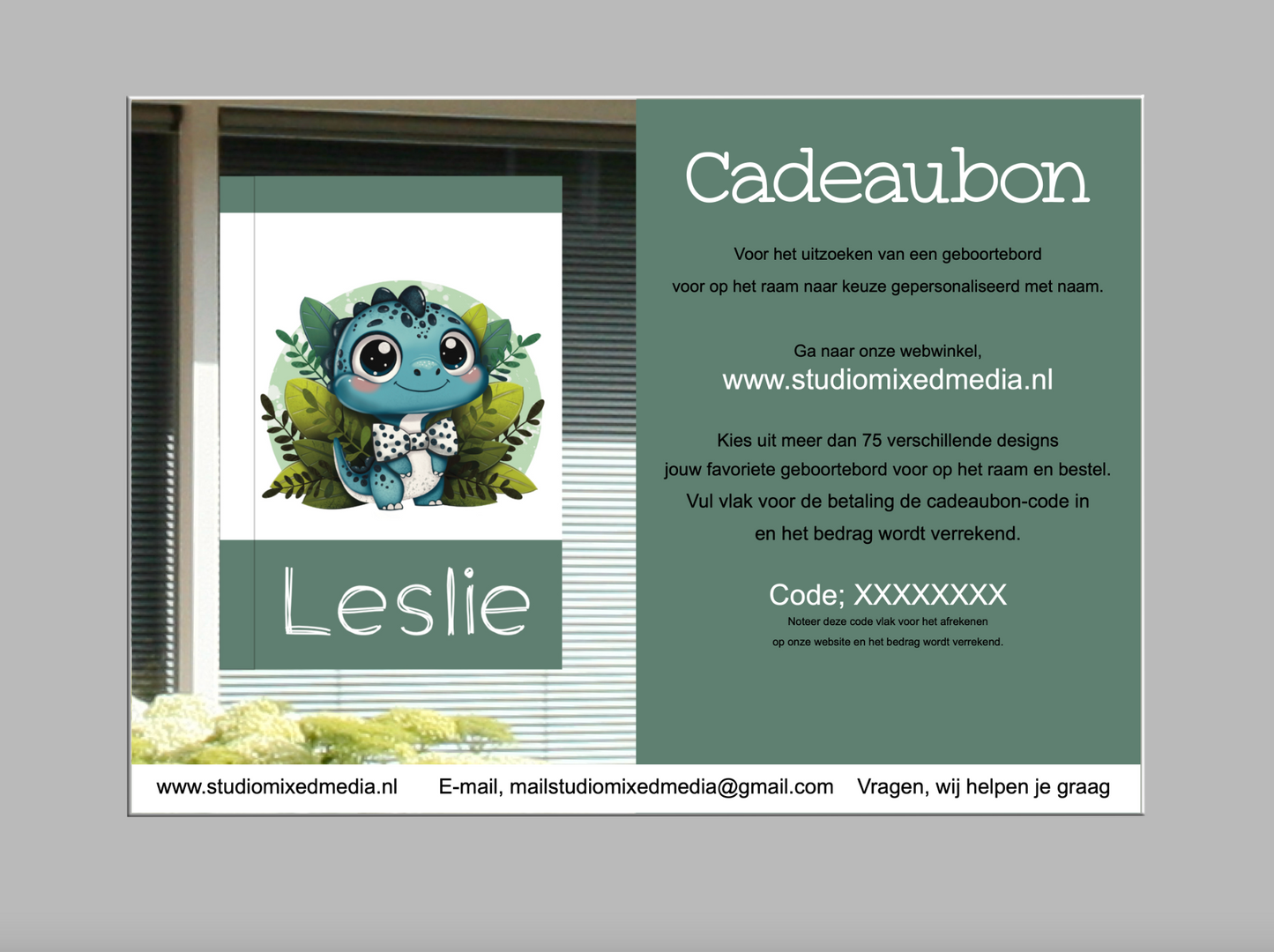 Cadeaubon voor een geboortebord