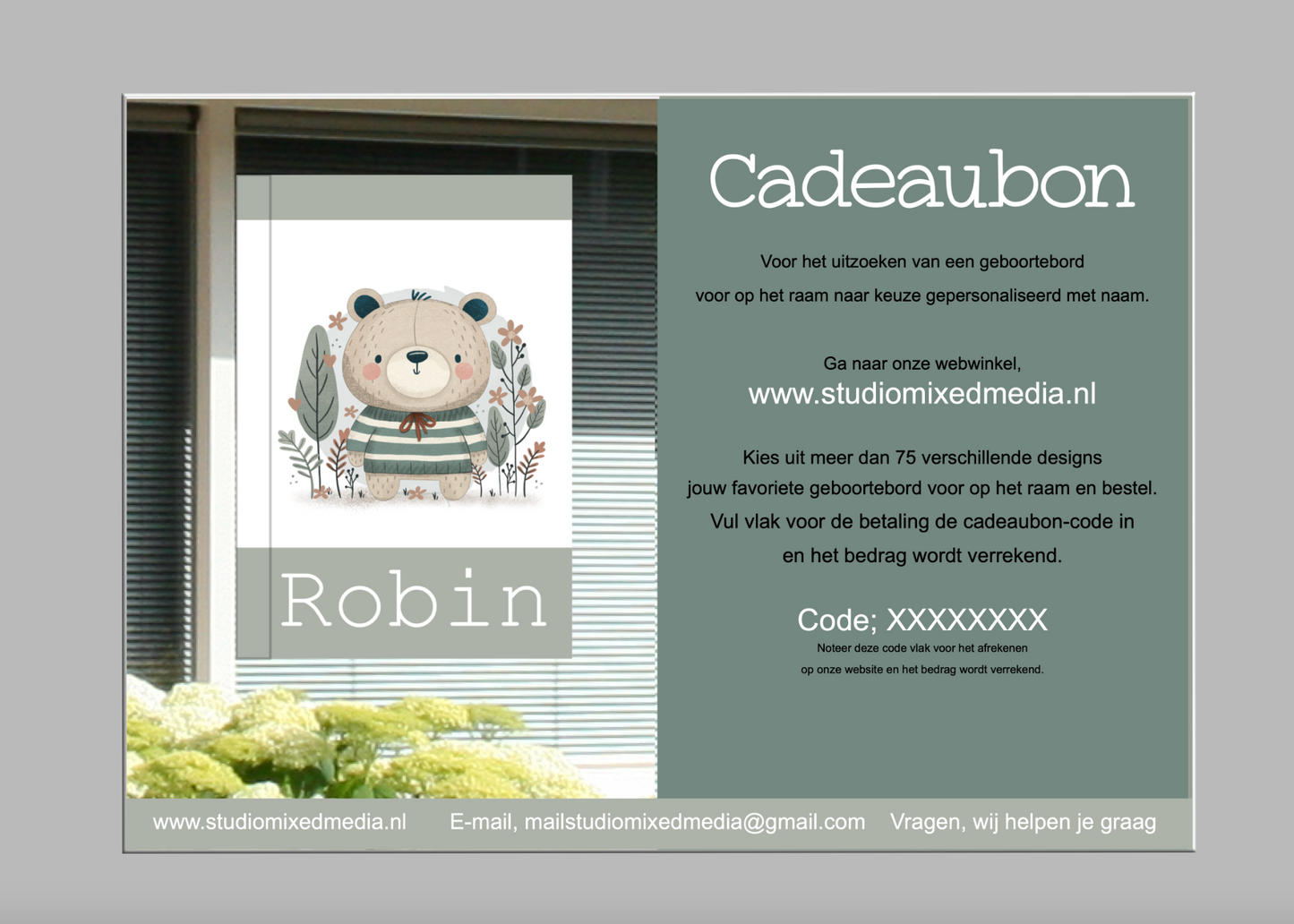 Cadeaubon voor een geboortebord