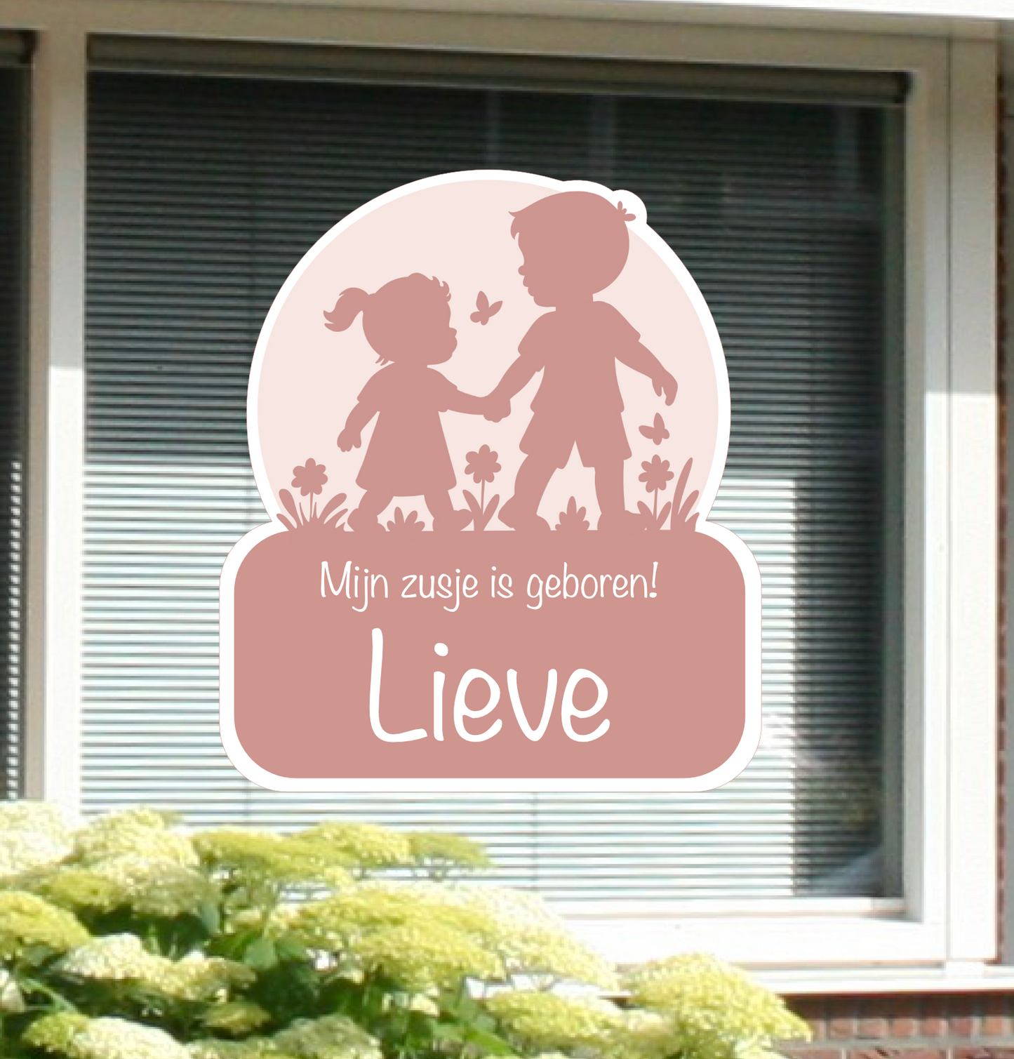 Geboortesticker broer zus silhouet
