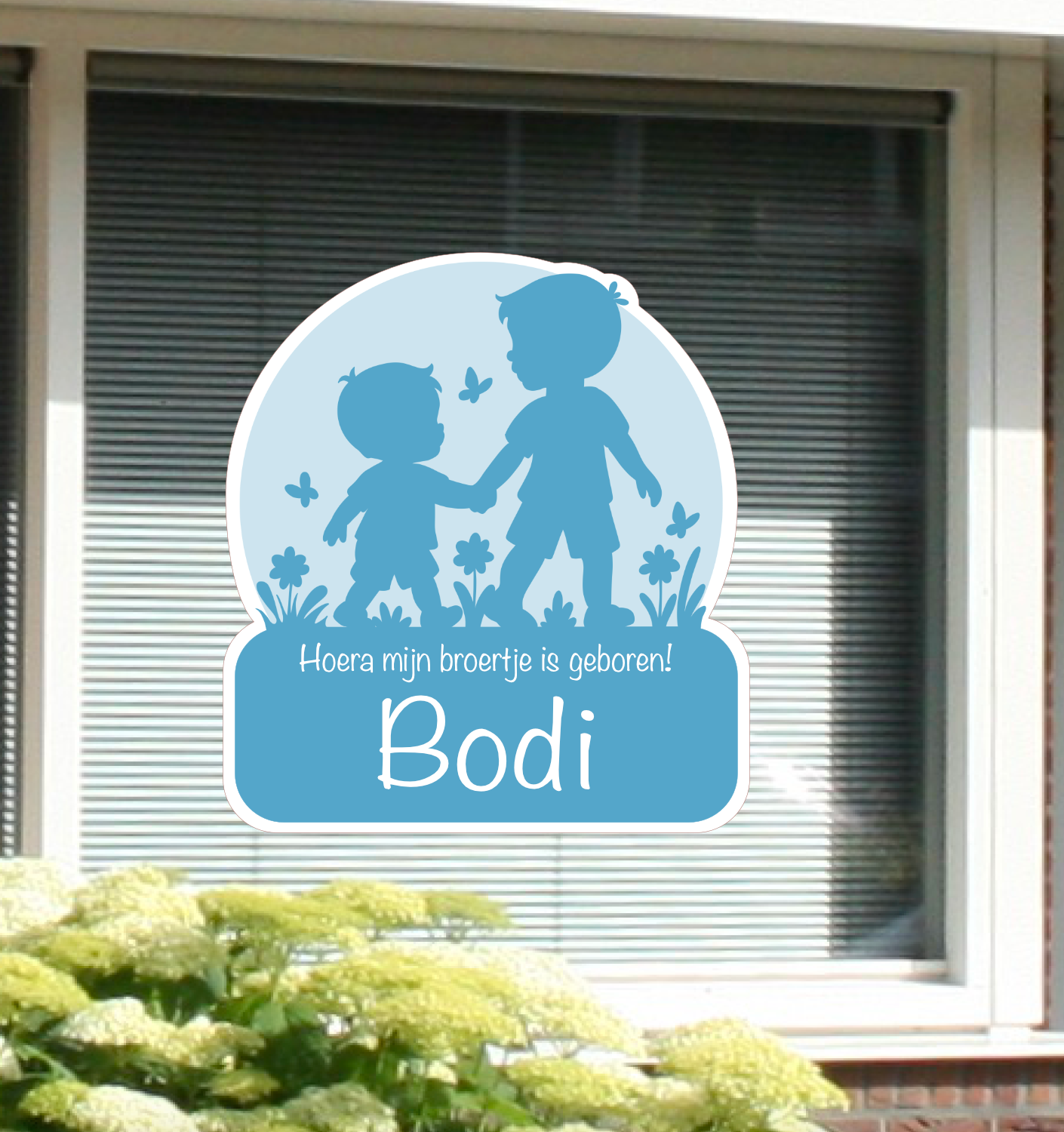 Geboortesticker met de silhouetten van 2 broertjes