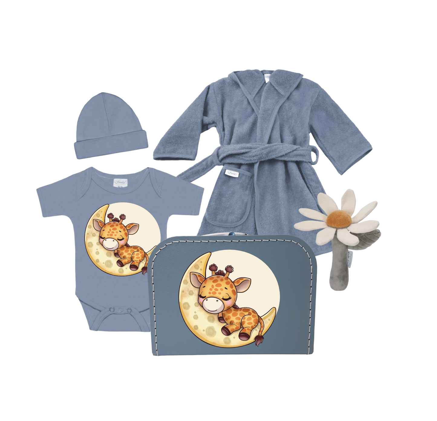 Cadeaupakket geboorte | Grijs Blauw XL