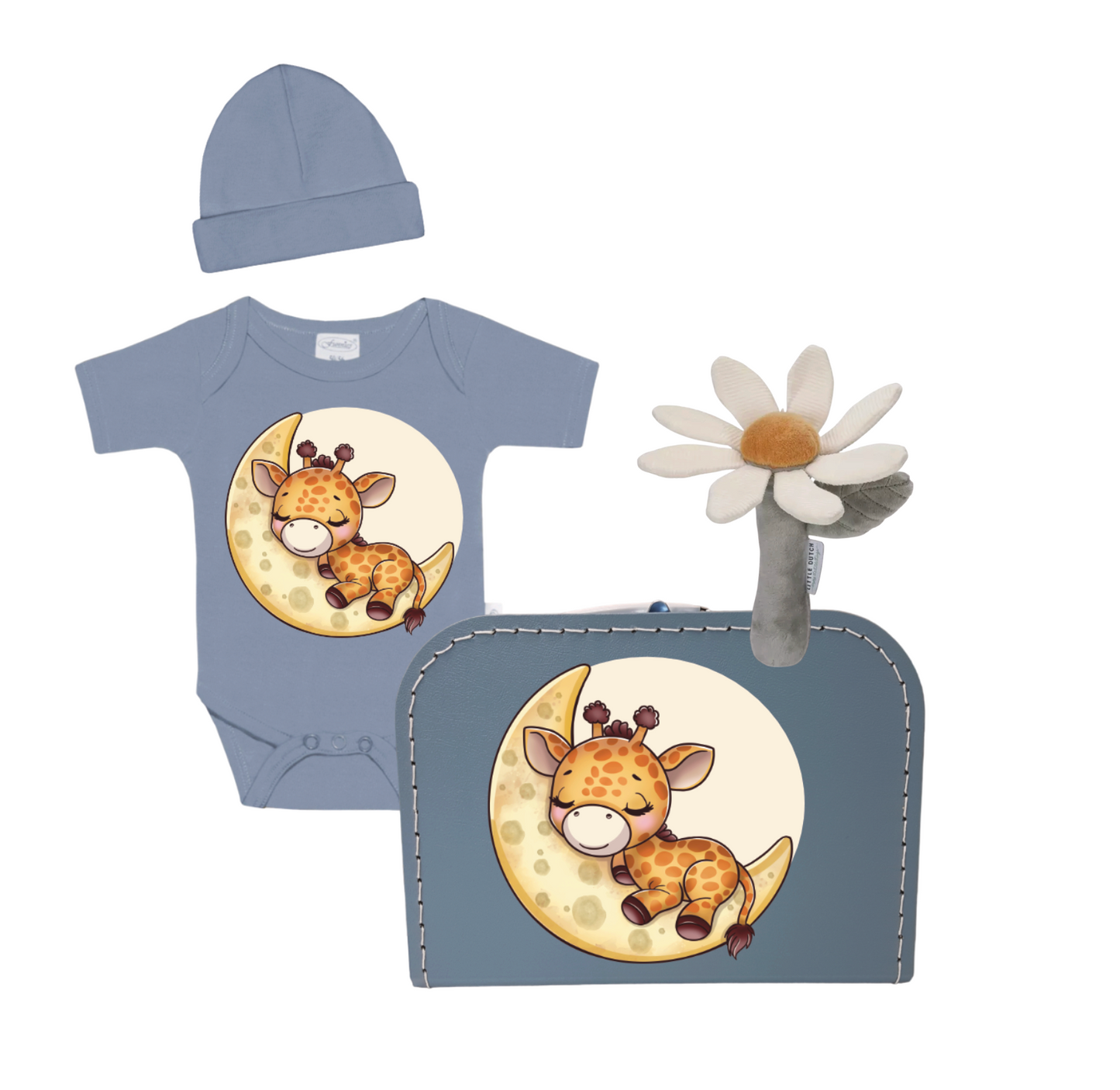 Cadeaupakket geboorte | Grijs Blauw L