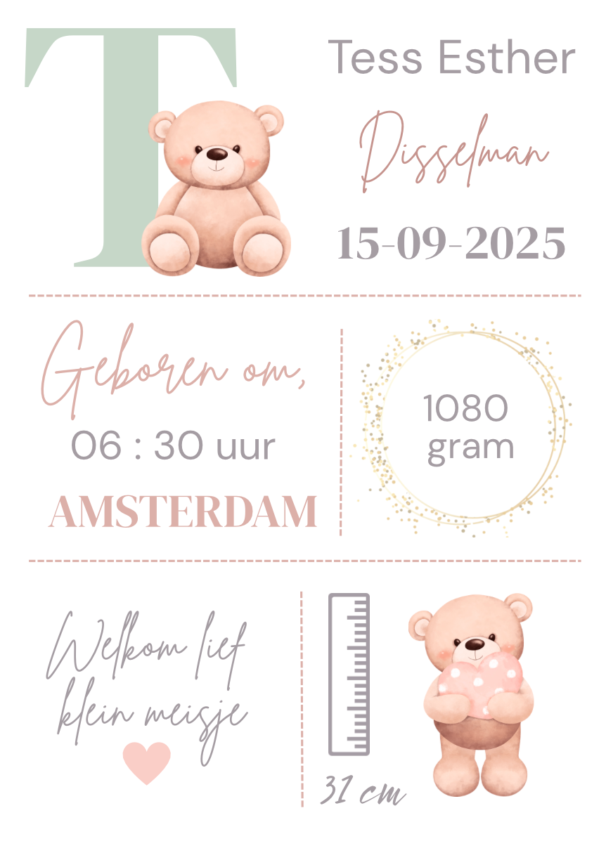 Geboorteposter in lijst
