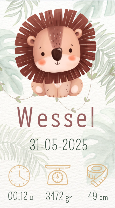 Printbaar bestand van het digitale geboortekaartje