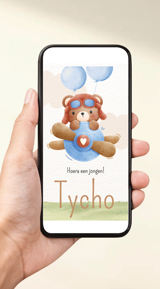 Digitaal geboortekaartje video, geschikt om te plaatsen op WhatsApp Instagram of Facebook