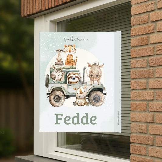 Geboortebord raam  | Safari dieren