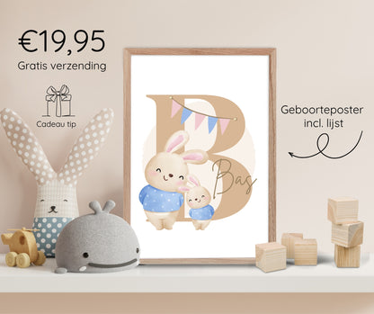 Geboorteposter in lijst