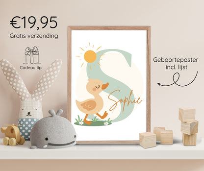 Geboorteposter in lijst