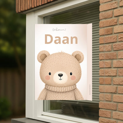 geboortebord voor op het raam gepersonaliseerd met  naam