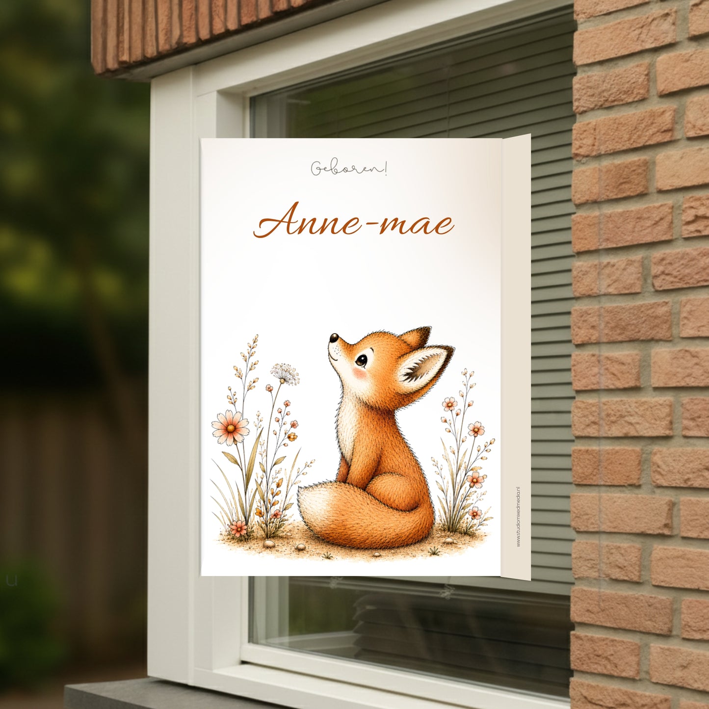 geboortebord voor op het raam gepersonaliseerd met  naam