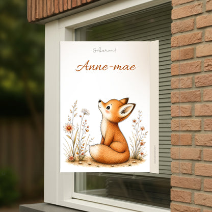 geboortebord voor op het raam gepersonaliseerd met  naam