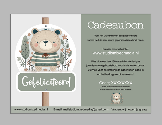 Cadeaubon voor een geboortebord