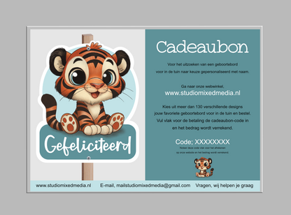 Cadeaubon voor een geboortebord