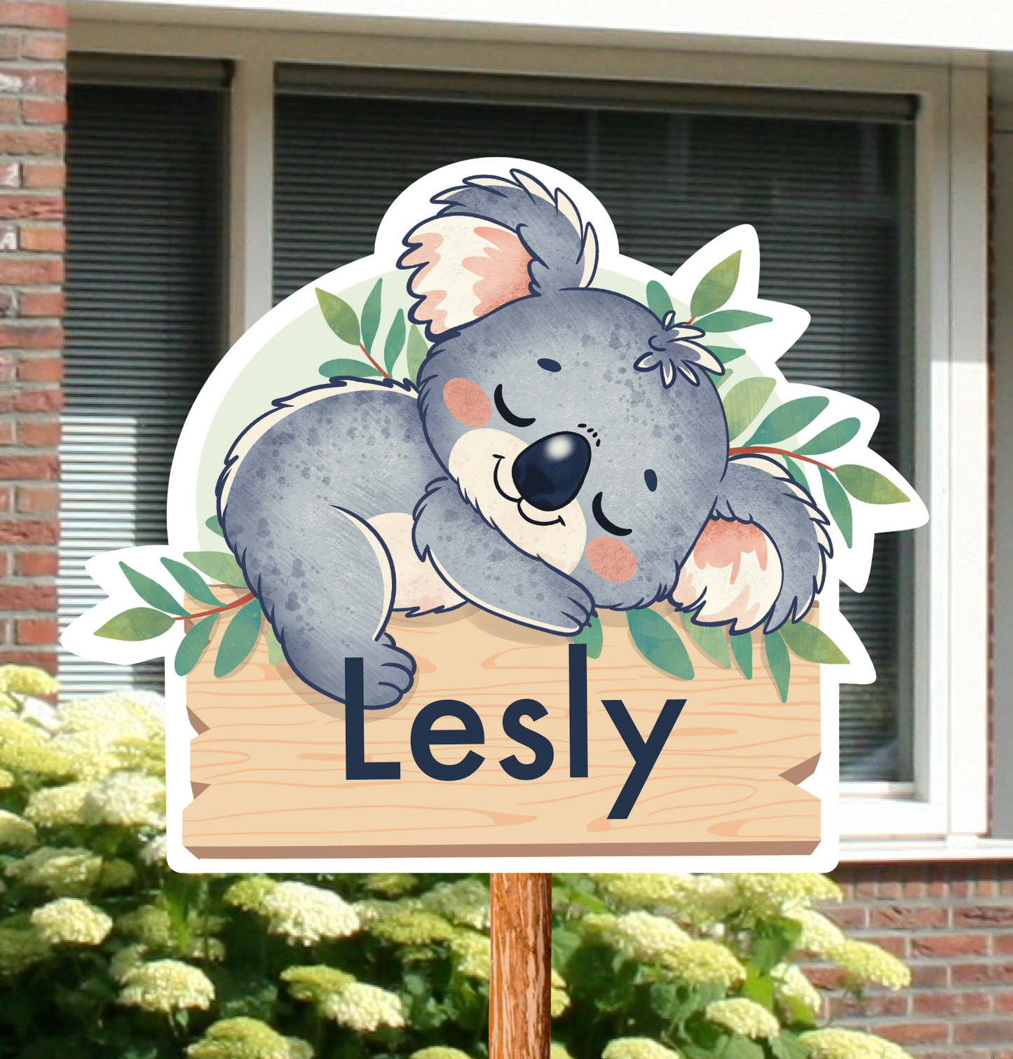 Geboortebord met naam en de afbeelding van een Koala