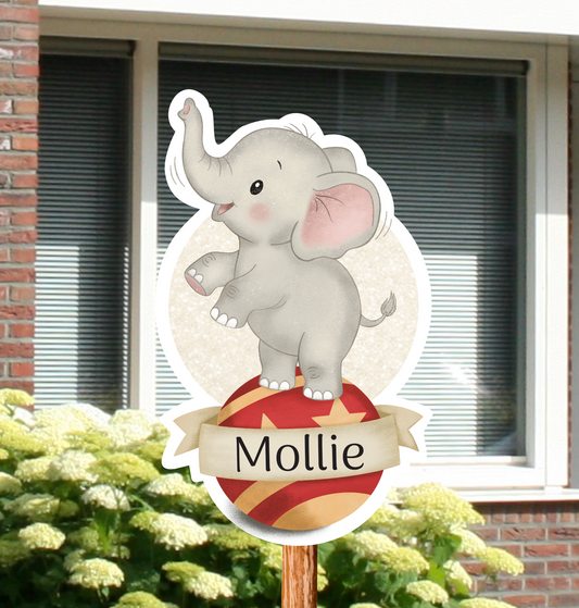 Geboortebord tuin olifantje circusbal