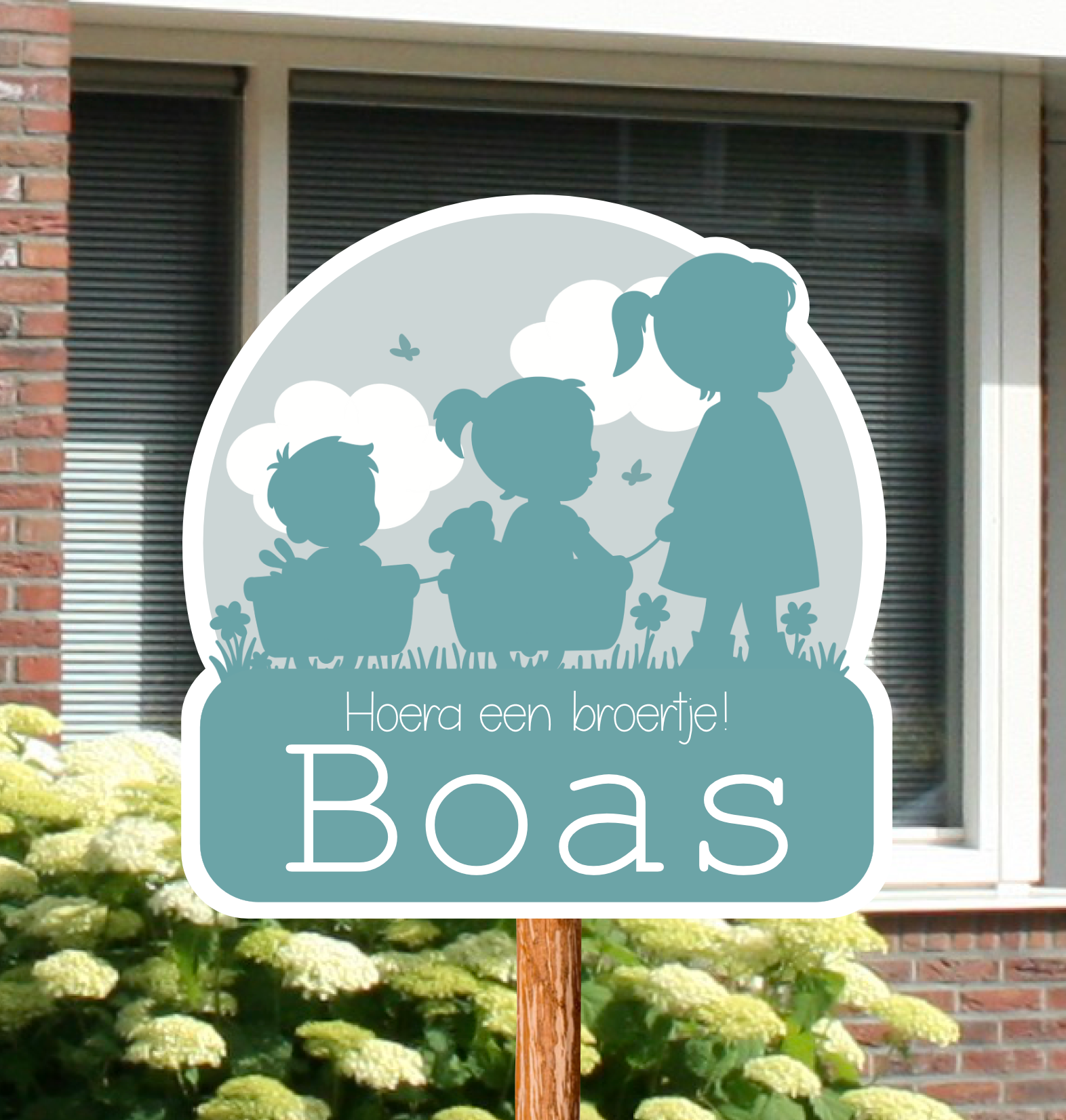 Geboortebord zusjes met broertje