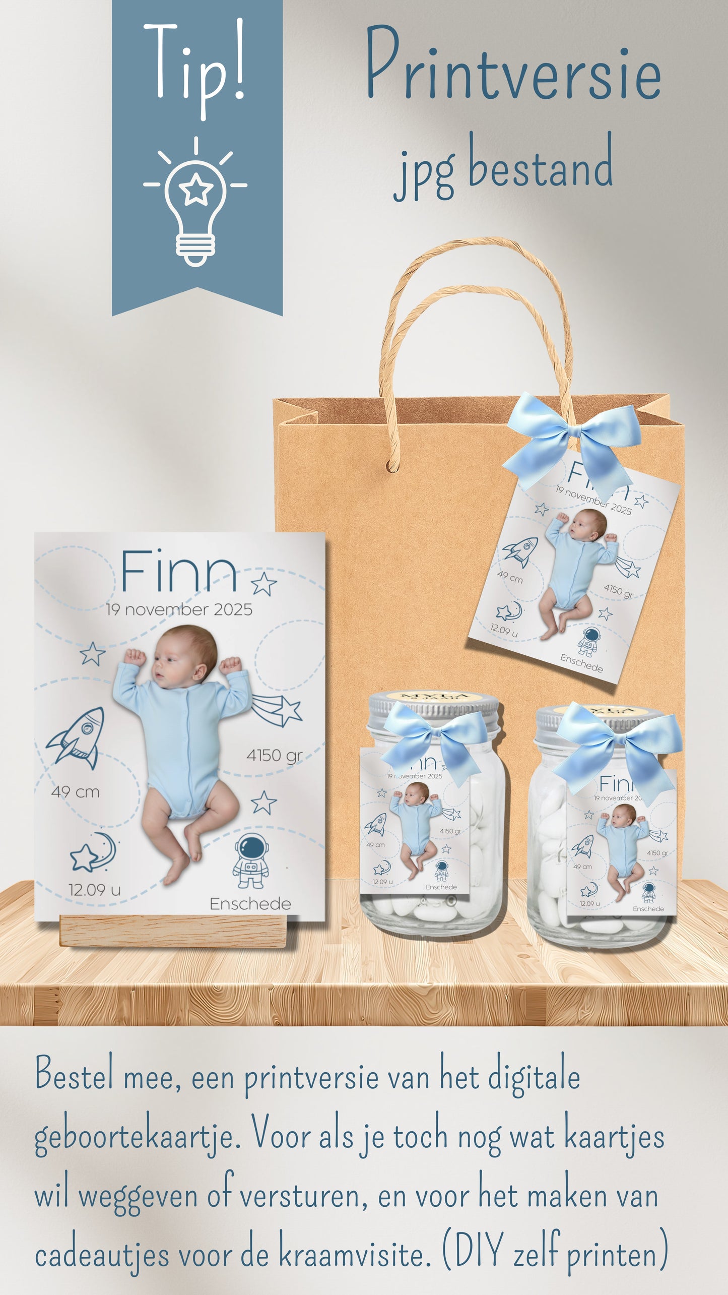 Printbaar bestand van het digitale geboortekaartje