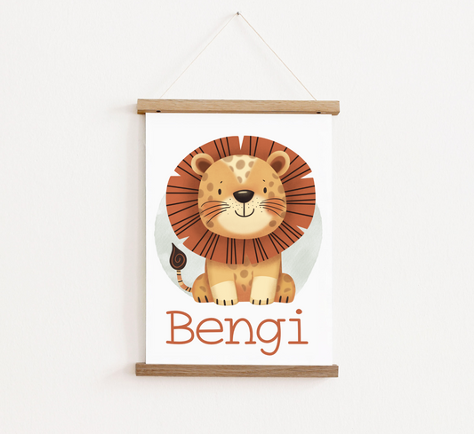 Poster met posterhangers | Leeuw