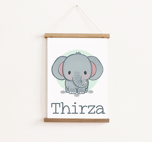 Poster met posterhangers | Olifant