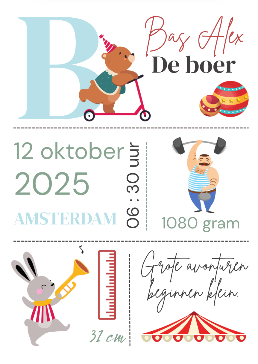 Geboorteposter in lijst