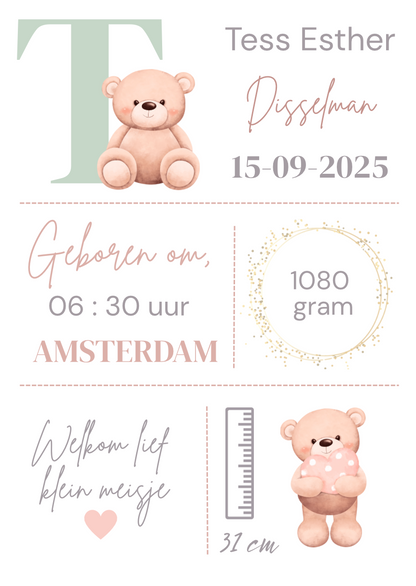 Geboorteposter in lijst
