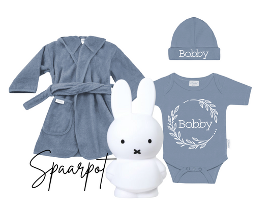 Cadeaupakket geboorte | Grijsblauw L