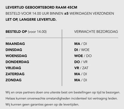 Geboortebord raam vierkant | vogeltje