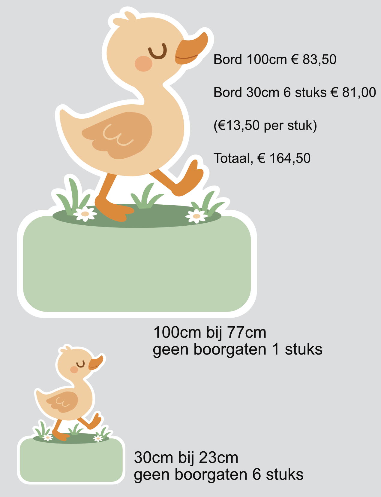 Gereserveerd 1 maal groot 6 maal klein EENDJE